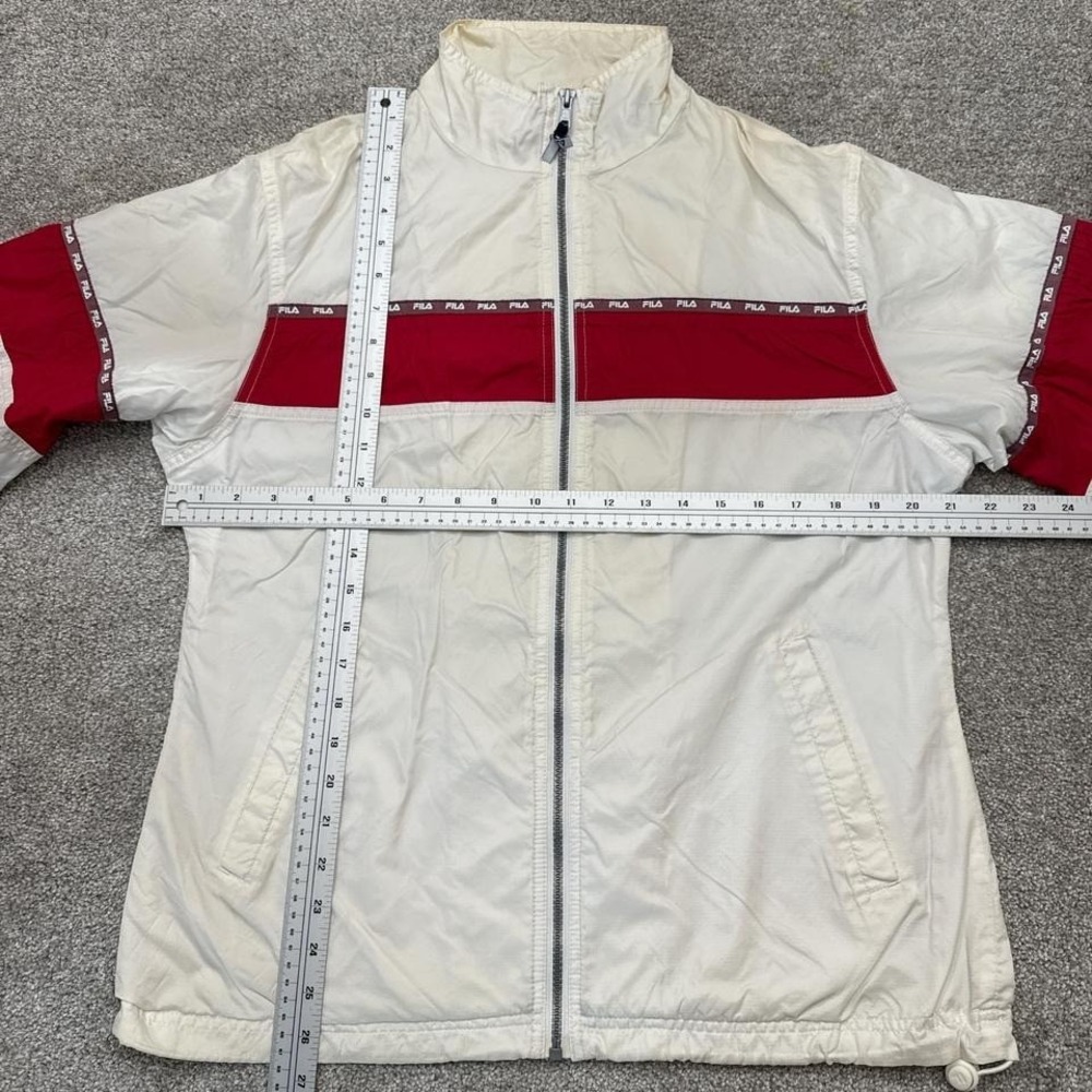 Vintage Fila Red White Windbreaker Jacket Medium 90s Sport Style - Picture 4 of 6